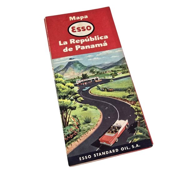 Vintage 1960 Esso Mapa De La República De Panamá Foldable Road Map LI632 - Picture 2 of 6